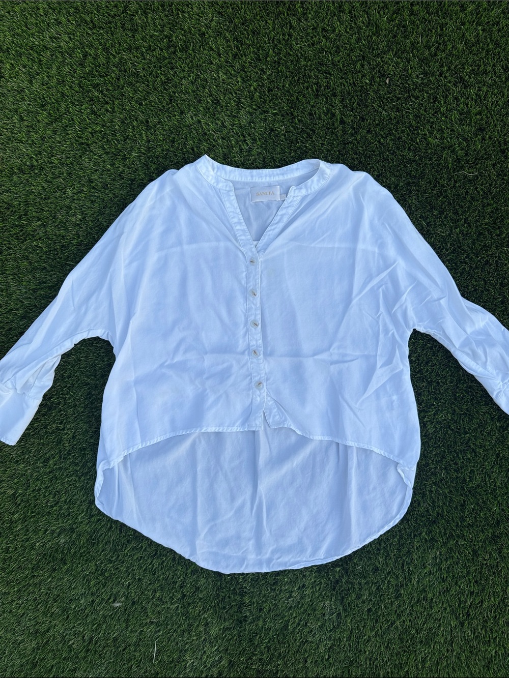 Women's White Button-Down High-Low Shirt